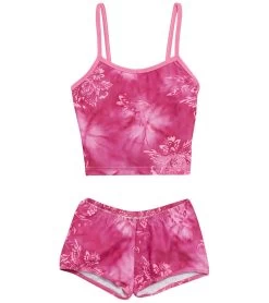 Girls' Starburst Pink Surf Bottom Two Piece Tankini Set (Toddler, Little Kid, Big Kid)