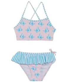 Girls' Butterfly Flutter High Neck Bikini Set (Baby, Little Kid, Big Kid)