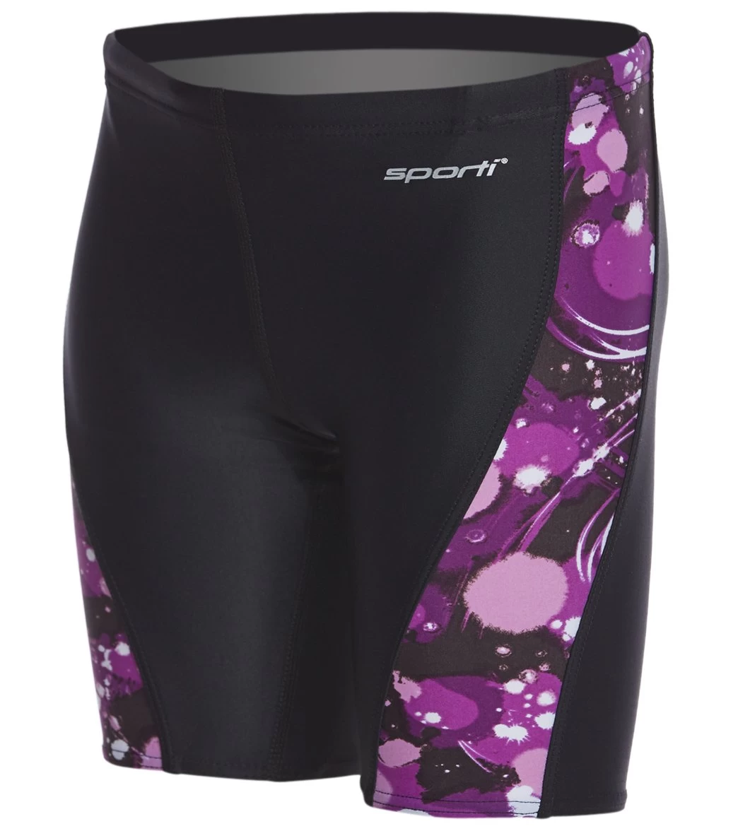 Paint Splatter Piped Splice Jammer Swimsuit Youth (22-28)