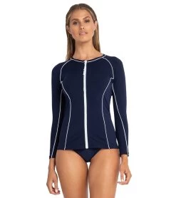 Women's Pool Surf Ryder Long Sleeve Zip Rash Guard