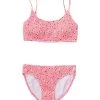 Girls' Ditsy Coral Shirred Bikini Set (Little Kid, Big Kid)