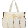 Gold Metallic Palm Tree Oversized Tote
