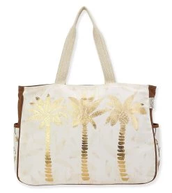Gold Metallic Palm Tree Oversized Tote