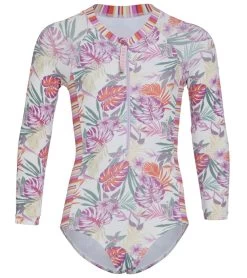 Seafolly Girls' Island In The Sun Long Sleeve One Piece Swimsuit (Baby, Toddler, Little Kid)