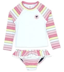 Girls' Surf Babe Long Sleeve Ruffle Two Piece Swim Set (Baby)