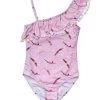 Girls' Diving Diva One Shoulder Frill One Piece Swimsuit (Toddler, Little Kid, Big Kid)