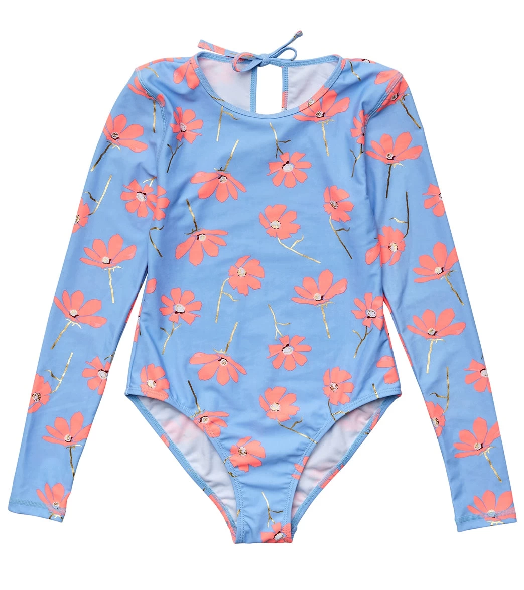 Girls' Beach Bloom Long Sleeve One Piece Swimsuit (Toddler, Little Kid, Big Kid)