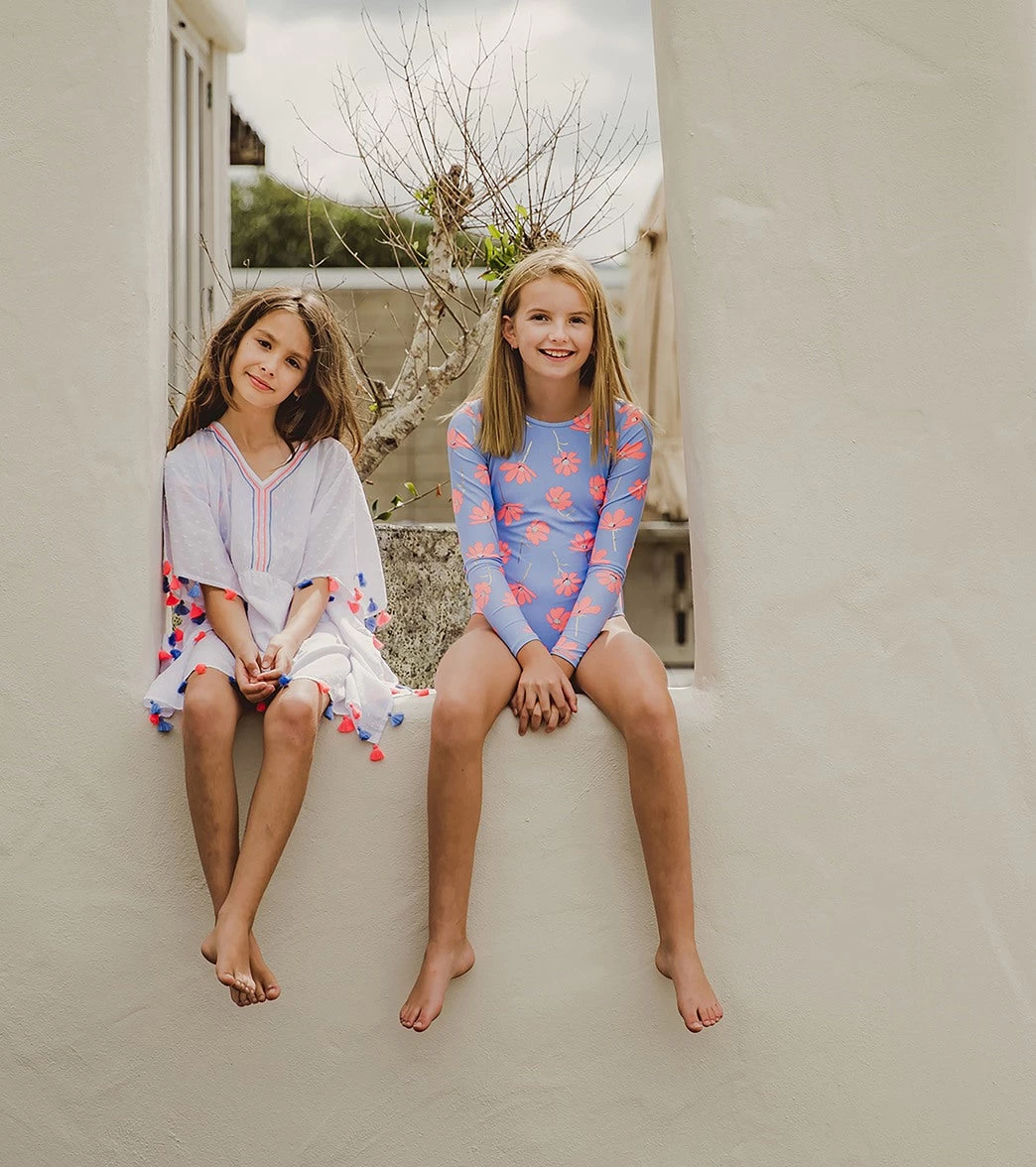 Girls' Beach Bloom Long Sleeve One Piece Swimsuit (Toddler, Little Kid, Big Kid) - Image 3